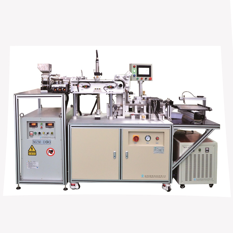 Automatic magnetization and gasketing equipment for small magnetic pieces